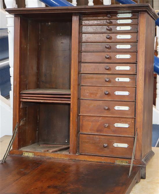 A late Victorian fall front office cabinet W.59cm H.61cm